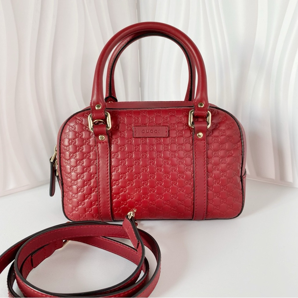GUCCI Joy Boston Red Leather Shoulder Bag